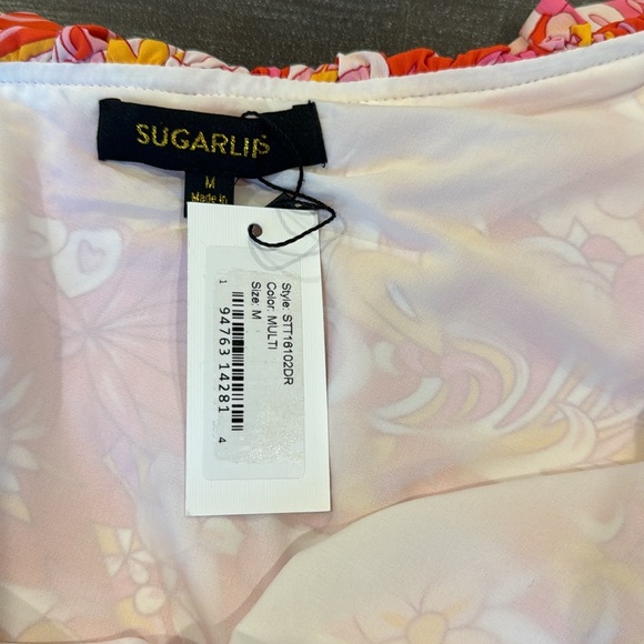 NWT Mellow Groove One Shoulder Ruffle Crop Top Floral Pink Size M - Picture 11 of 11